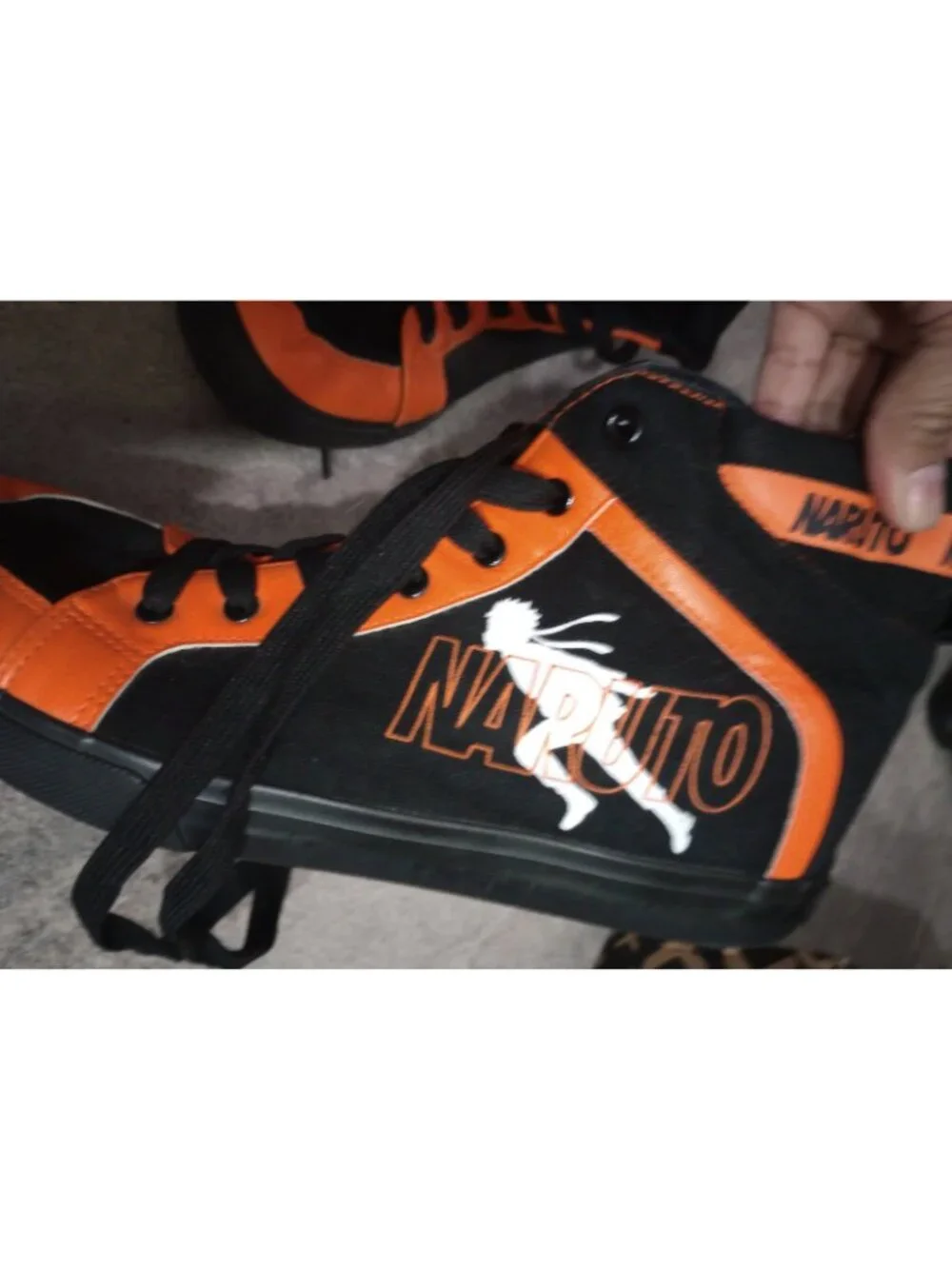 Naruto Shippuden High Top CANVAS  SHOES Men's size 10 Orange Black Lace Up